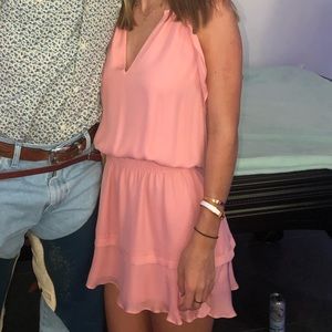 Light pink dress- cinched at waist, ruffle detail